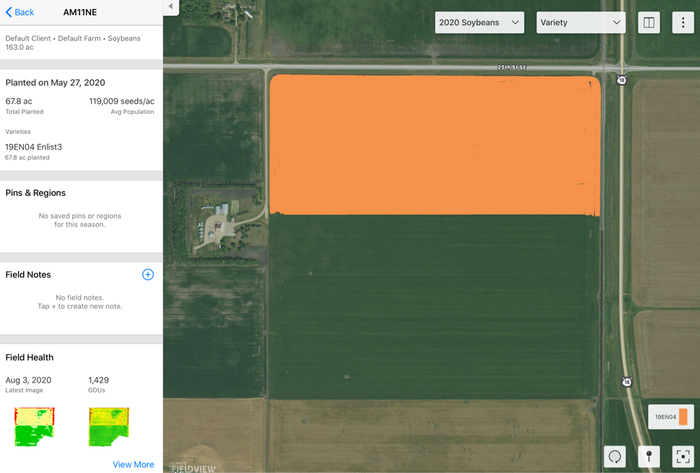 Use Climate FieldView to track operations on your farm.