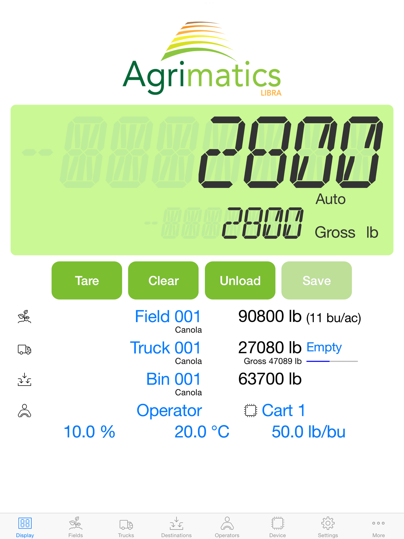 Use Agrimatics Libra Cart to track grain inventory loads on your farm.